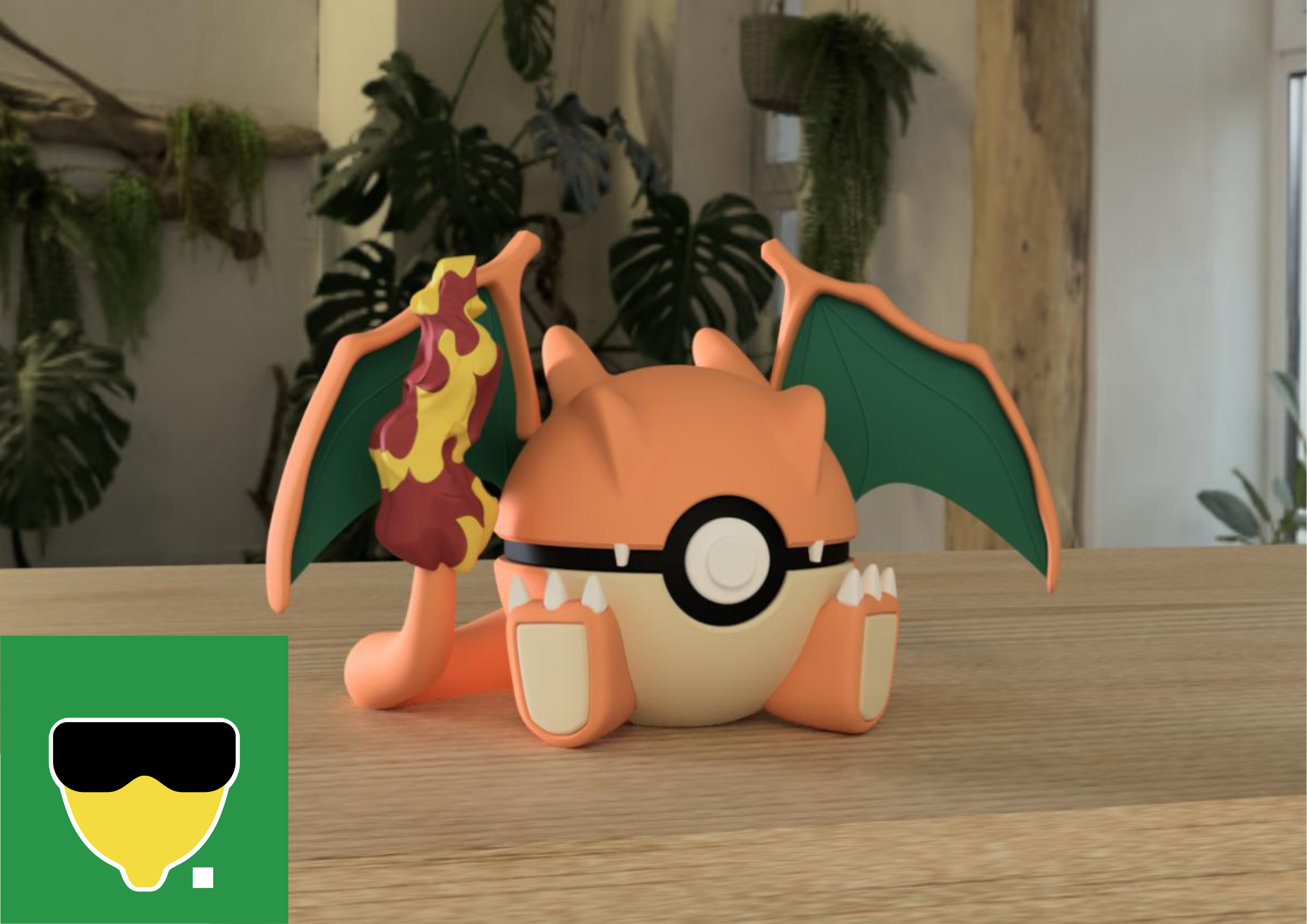 Pokeball Charizard #006 impresa en 3D personalizada con detalles únicos de Pokémon.